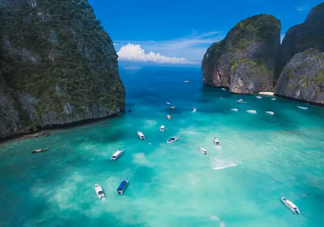 Boats in Maya Bay, Phi Phi Islands